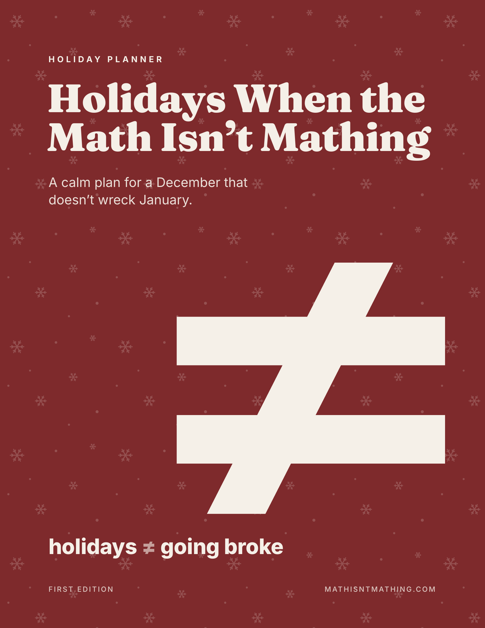 Holiday planner cover