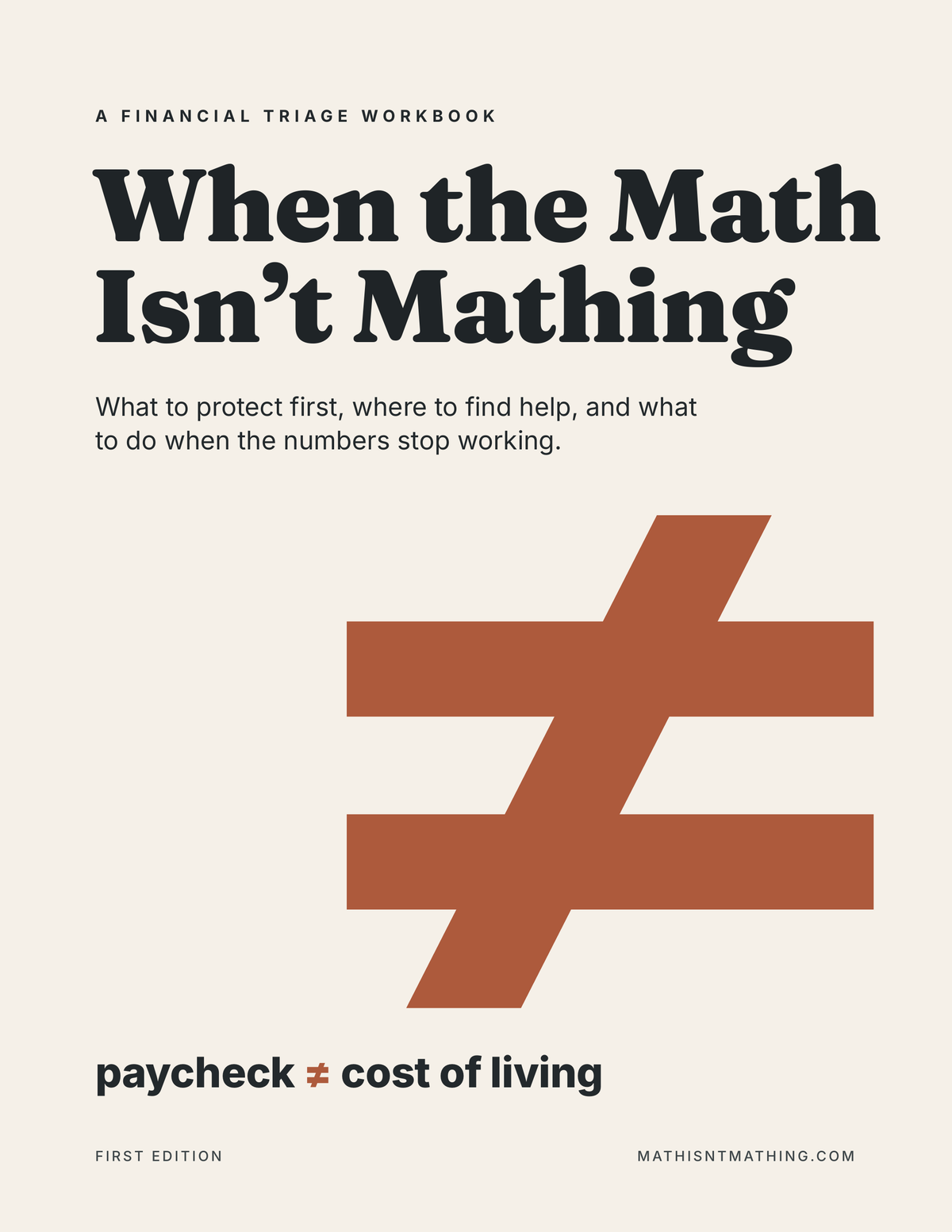 Cover of When the Math Isn’t Mathing, a financial triage workbook